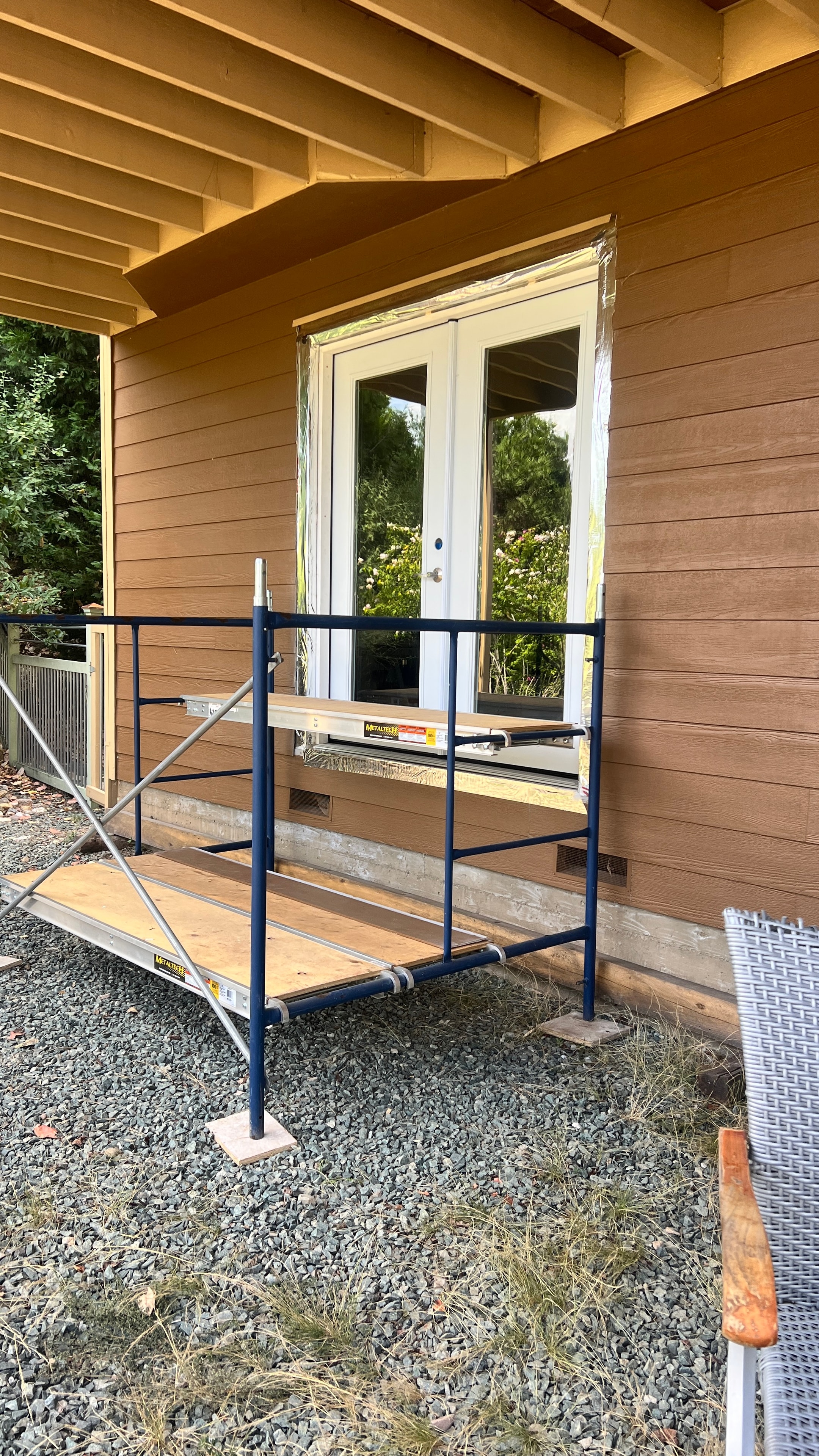 ADU exterior with new French doors being installed during a full custom renovation — GT Home Solution in El Dorado Hills, CA